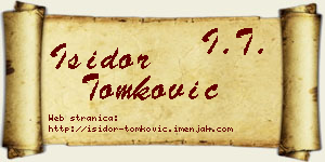 Isidor Tomković vizit kartica